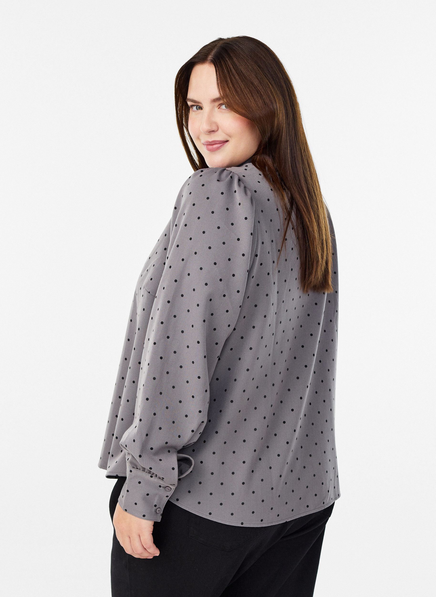 Zizzifashion Shirt with collar and dots, Grey, Model image number 2