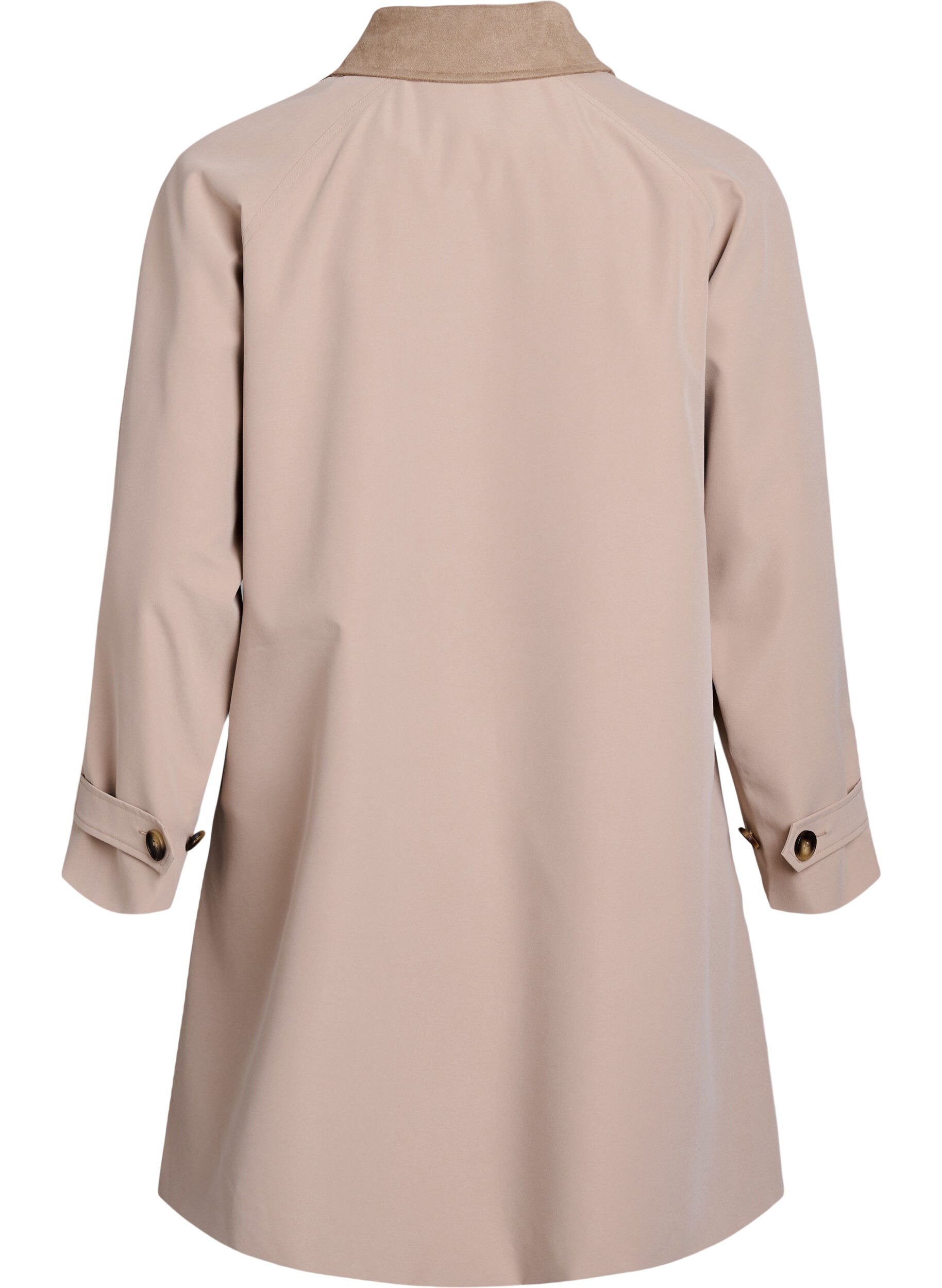 Zizzifashion Spring jacket with faux suede collar and concealed button fastening, Beige, Packshot image number 1