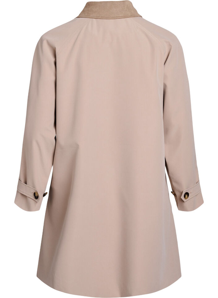 Spring jacket with faux suede collar and concealed button fastening, Beige, Packshot image number 1