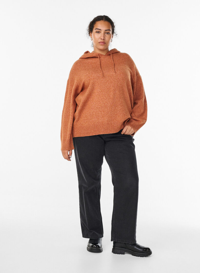 Knitted hoodie, Orange, Model image number 1