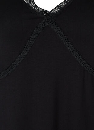 Viscose nightdress with v-neck, Black, Packshot image number 2