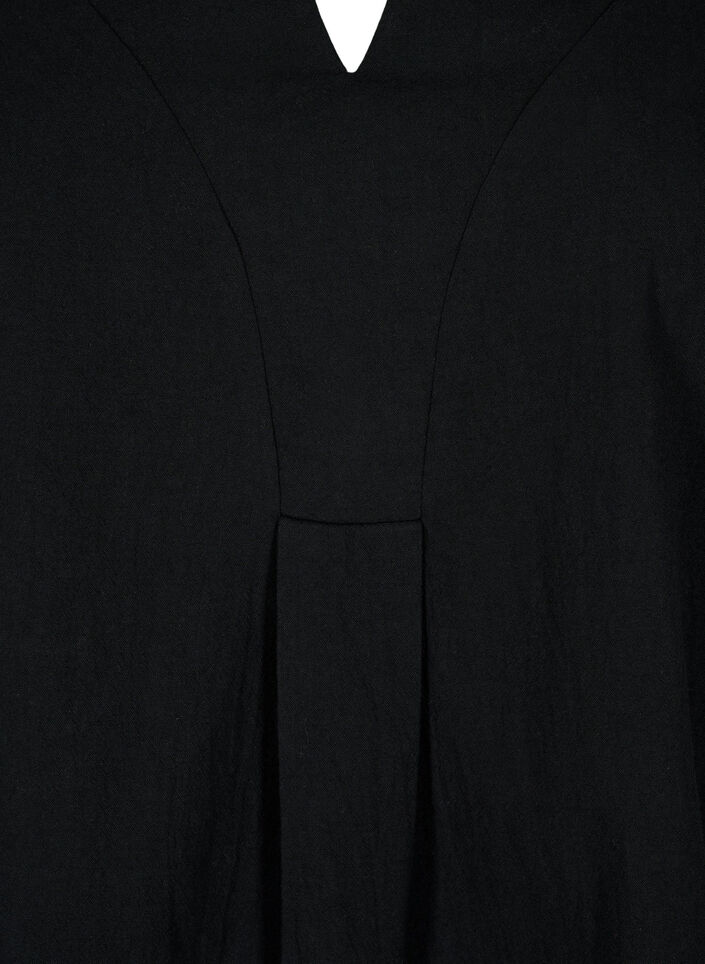 FLASH - Cotton blouse with half-length sleeves, Black, Packshot image number 2