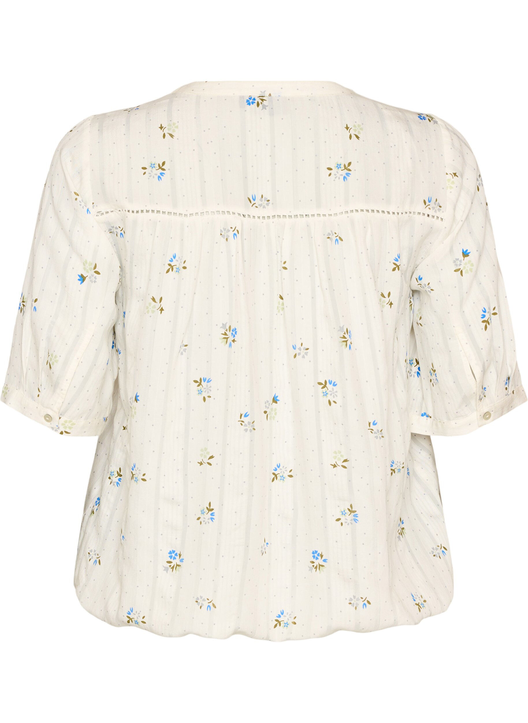 Zizzifashion Blouse with print and 1/2 sleeves, Vanilla, Packshot image number 1