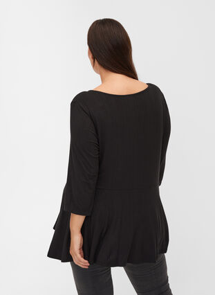 3/4-sleeved viscose blouse with zip, Black, Model image number 1