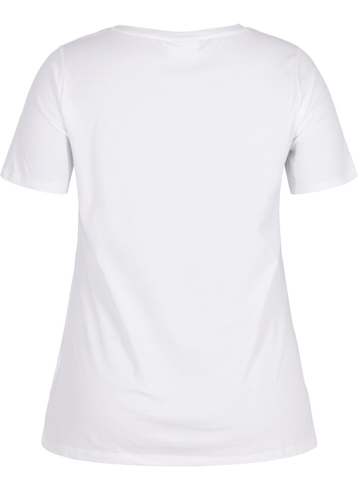 Basic plain cotton t-shirt, White, Packshot image number 1