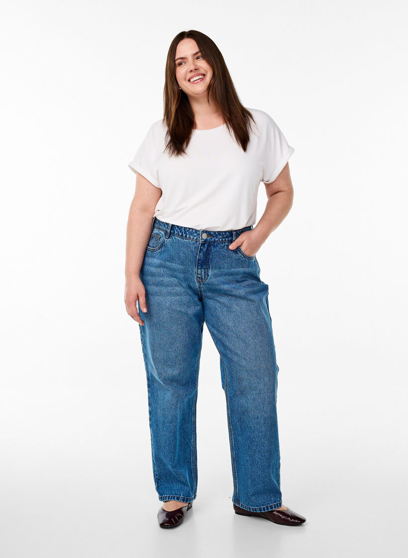 Loose t-shirt with round neck, White, Model image number 1