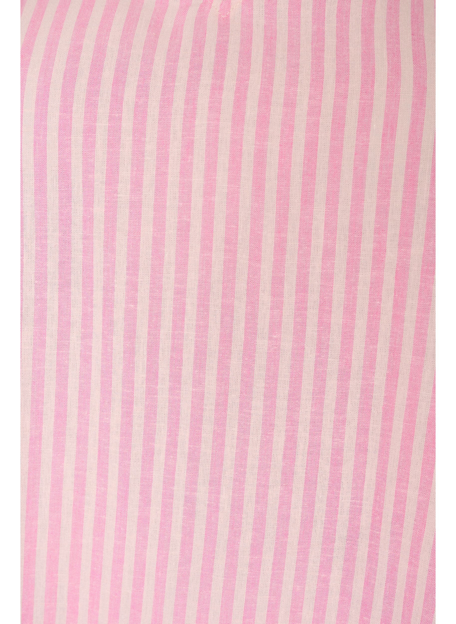 Zizzifashion Viscose and linen blouse with ruffle sleeves, Pink, Packshot image number 2