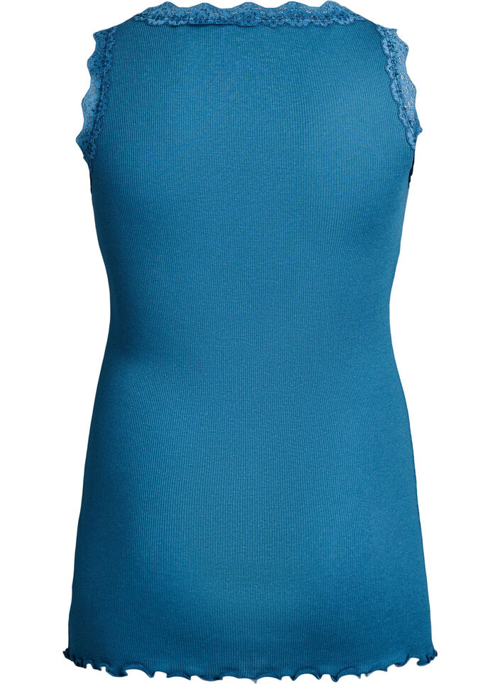 Top with lace trim, Petrol, Packshot image number 1