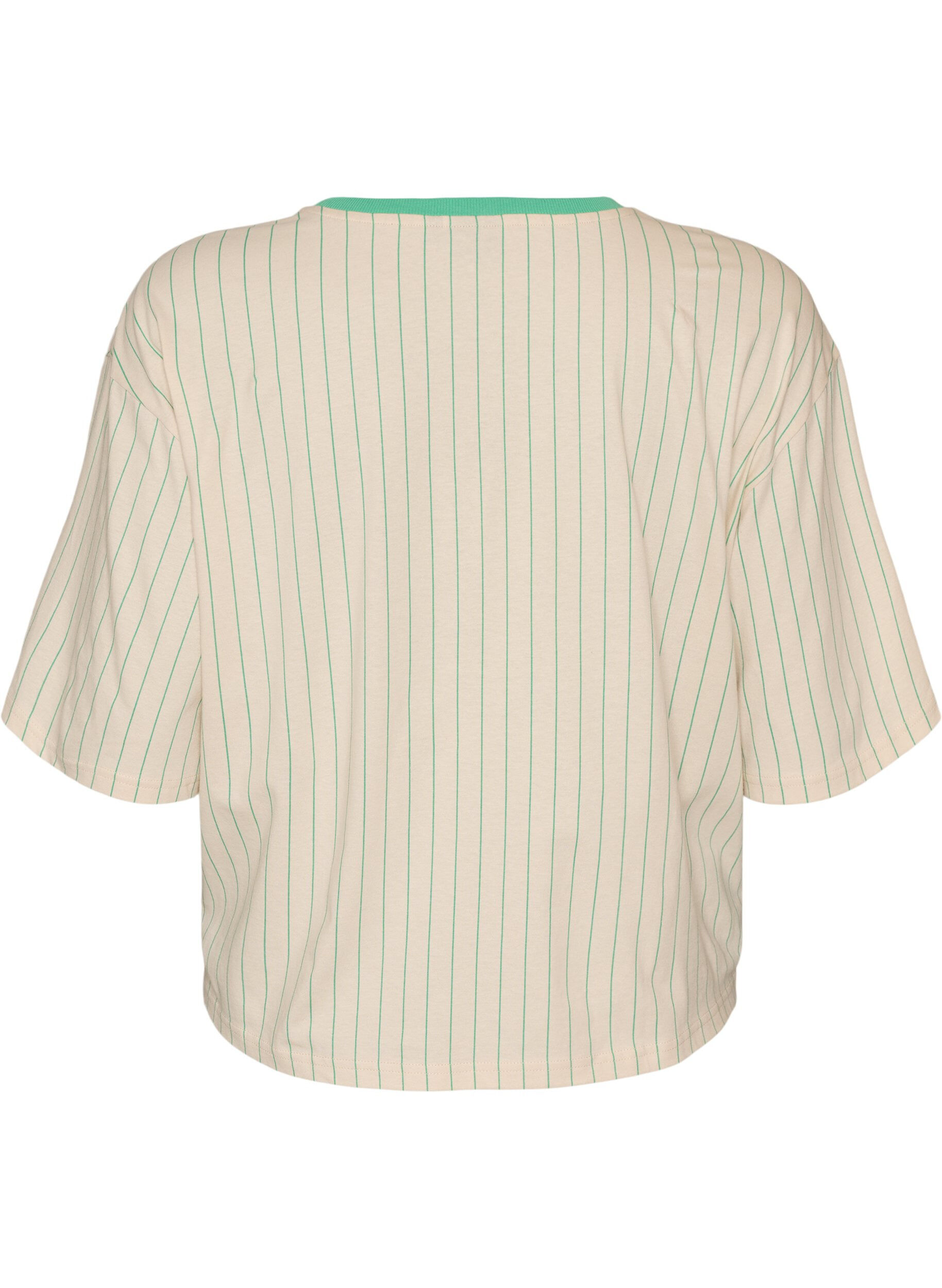 Zizzifashion Boxy T-shirt with stripes and statement print, Vanilla, Packshot image number 1