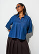 Denim blouse with a chest pocket and elbow-length sleeves, Blue, Model image number 3