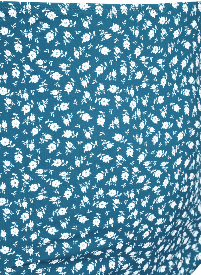 Extra high waist bikini bottom with floral print, Petrol, Packshot image number 2