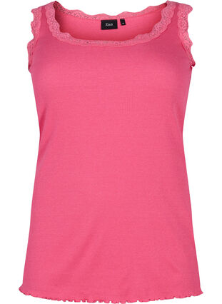Top with lace trim, Hot Pink, Packshot image number 0