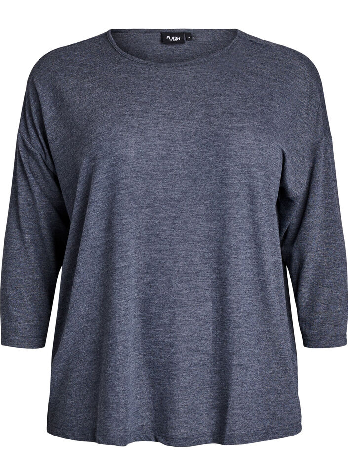 FLASH – Jersey blouse with 3/4 sleeves, Dark Grey, Packshot image number 0