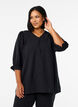 Tunic with 3/4 sleeves and a V-neck, Black, Model image number 0