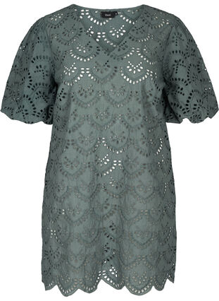Cotton broderie anglaise tunic, Balsam Green, Packshot image number 0