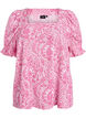 Viscose blouse with paisley print and a square neckline, Pink, Packshot image number 0