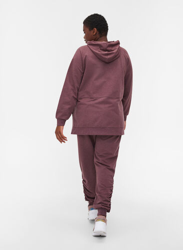Loose joggers with ruching, Decadent Chocolate, Model image number 1