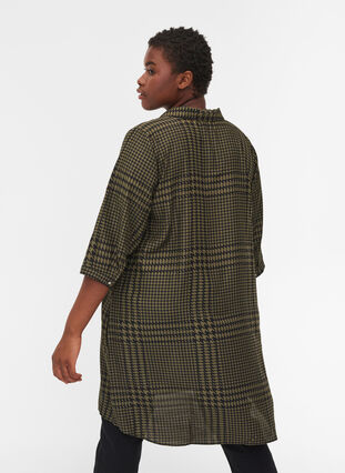 Checked tunic with 3/4 sleeves, Ivy Green Check, Model image number 1