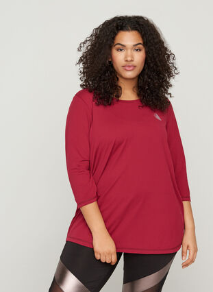 Sports top with 3/4 sleeves, Beet Red, Model image number 0