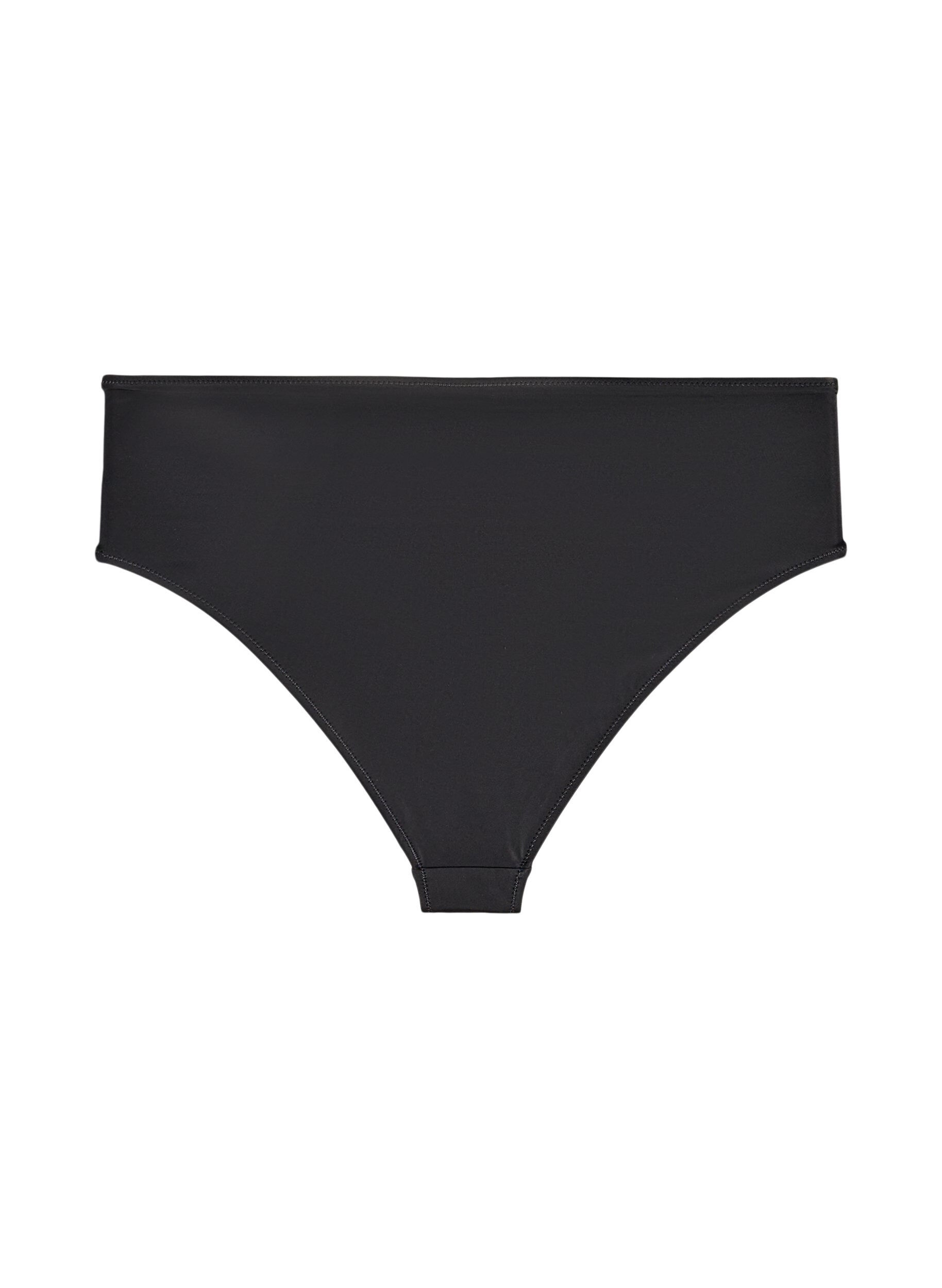 Zizzifashion High-waisted Tai bikini briefs with gold detail, Black, Packshot image number 1