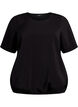 Short-sleeved blouse with elastic hem, Black, Packshot image number 0