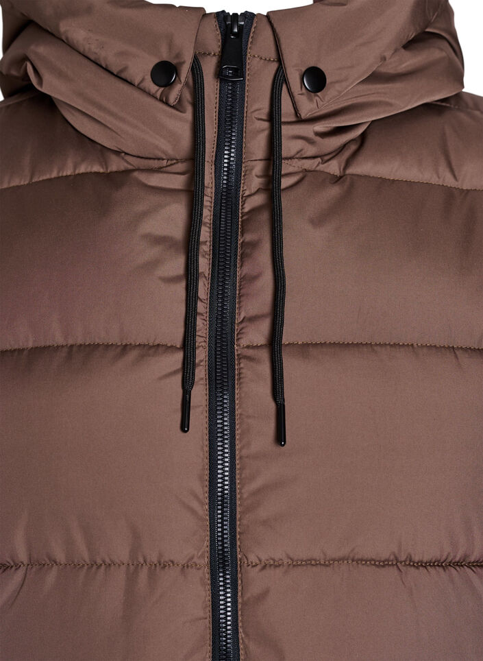 Long vest with hood and pockets, Brown, Packshot image number 2
