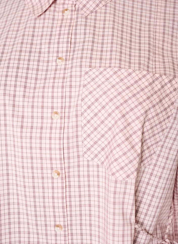 Loose checked shirt with a tie-belt, Rose, Packshot image number 2