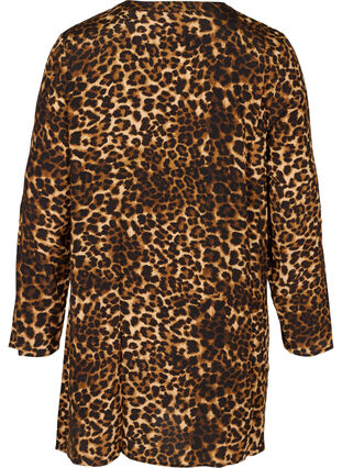 Viscose leopard print tunic with an A-line shape, Raw Umber AOP, Packshot image number 1