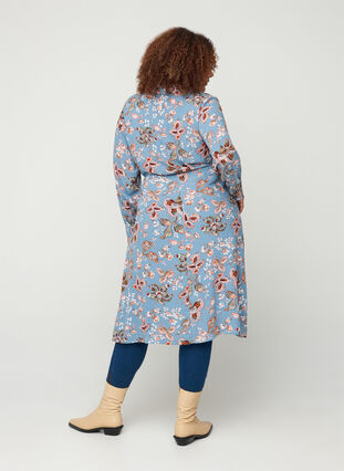 Printed midi dress in viscose, Light Blue Paisley, Model image number 0