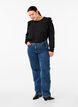 Long-sleeved blouse with ruffle details, Black, Model image number 2