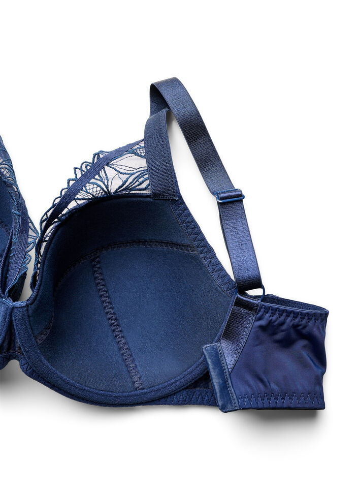 Padded lace bra with underwire, Blue, Packshot image number 3