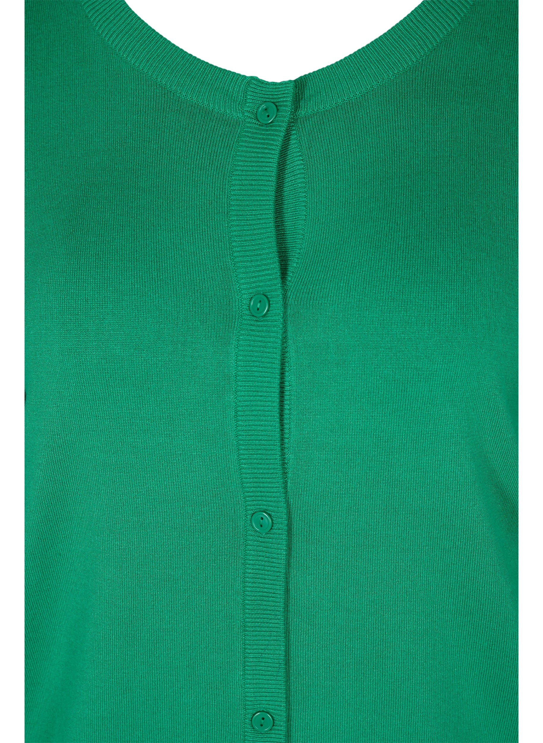Zizzifashion Knitted cardigan with buttons in viscose mix, Jolly Green, Packshot image number 2