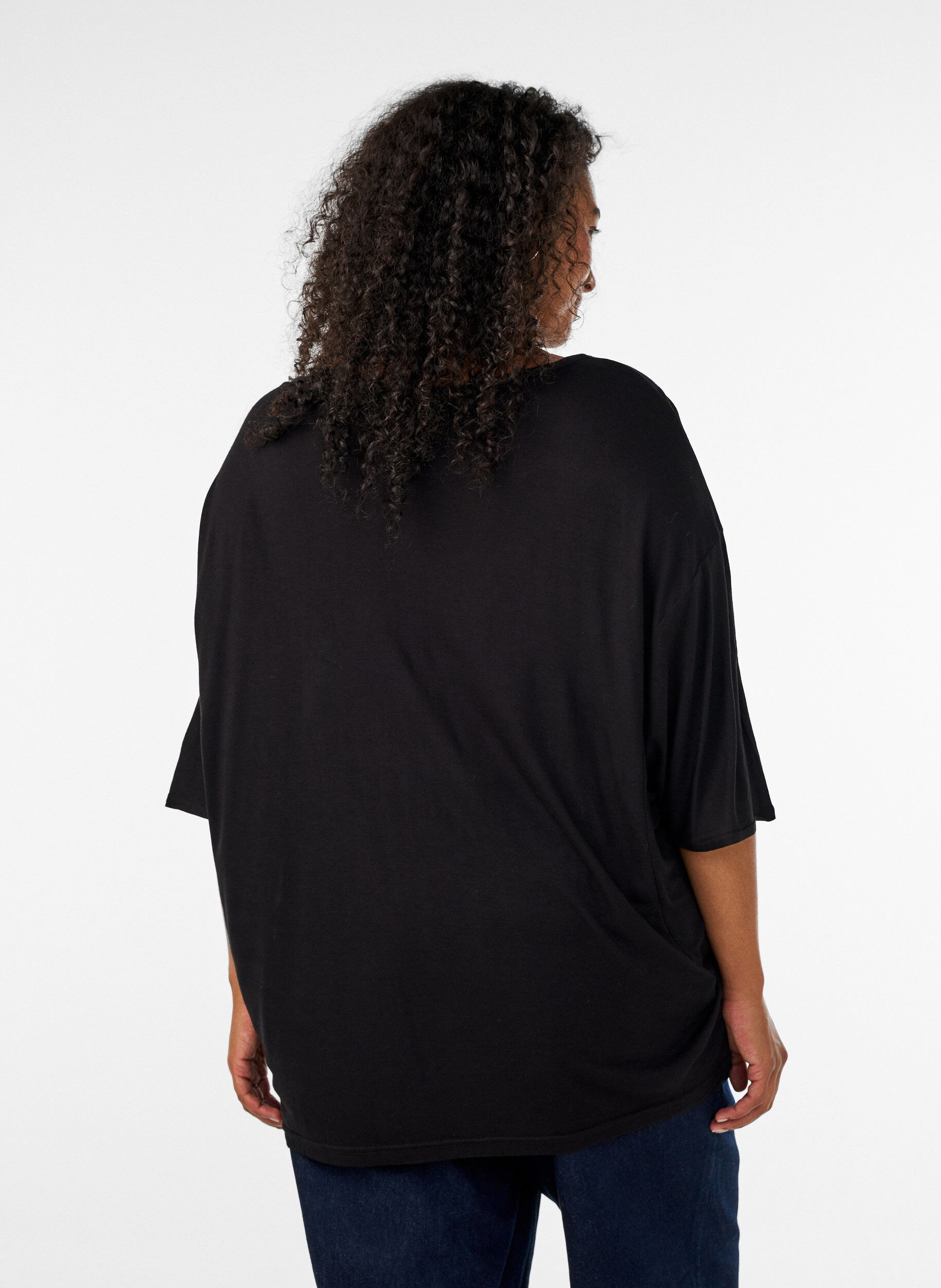 ZizzifashionLoose T-shirt in viscose jersey, Black, Model image number 2