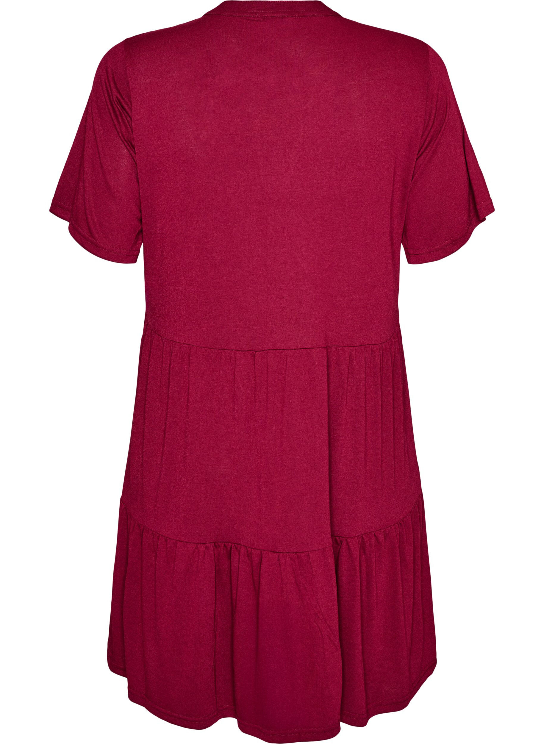 Zizzifashion Jersey dress with lace details and a layered skirt, Red, Packshot image number 1