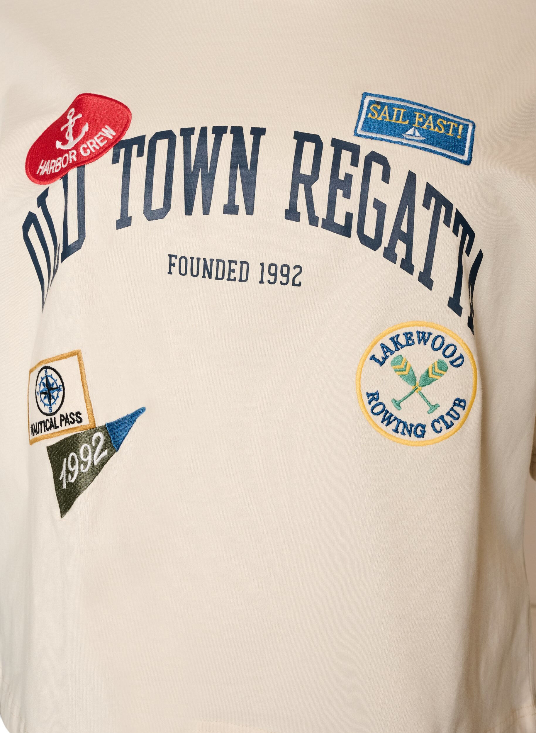 ZizzifashionT-shirt with text print and badges, Beige, Packshot image number 2