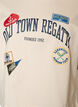 T-shirt with text print and badges, Beige, Packshot image number 2