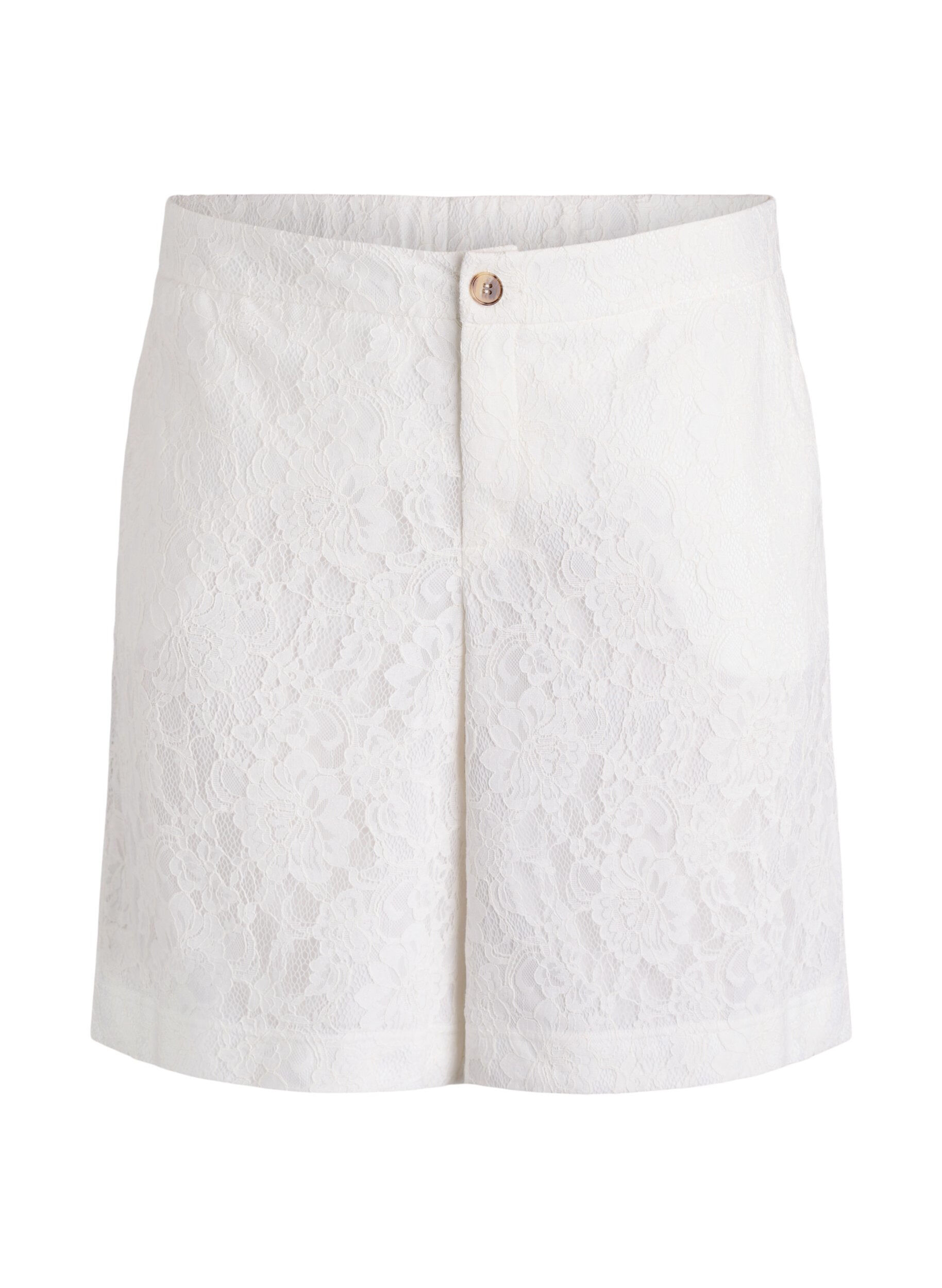 High-waisted lace Bermuda shorts