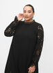 Viscose dress with crochet sleeves, Black, Model image number 2