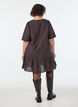 Short checked dress with ruffle hem, Brown, Model image number 2