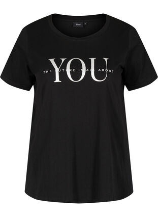 Organic cotton t-shirt with print, Black You, Packshot image number 0