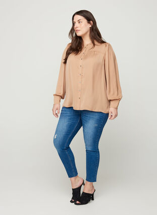 Puff sleeve shirt with ruffle trim, Cobber, Model image number 3