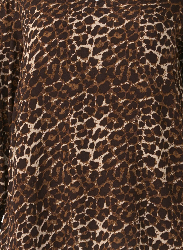 Leopard print blouse with 3/4 sleeves, Leo AOP, Packshot image number 2