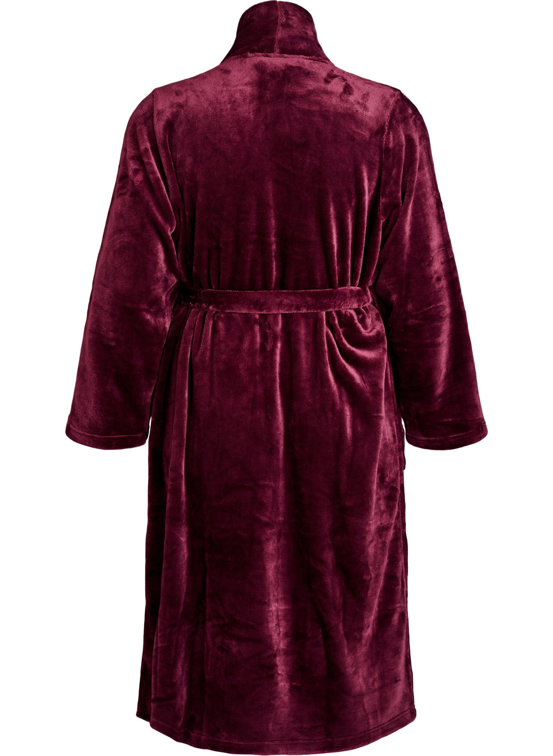 Zizzifashion Robe in soft velour with pockets, Dark Bordeaux, Packshot image number 1