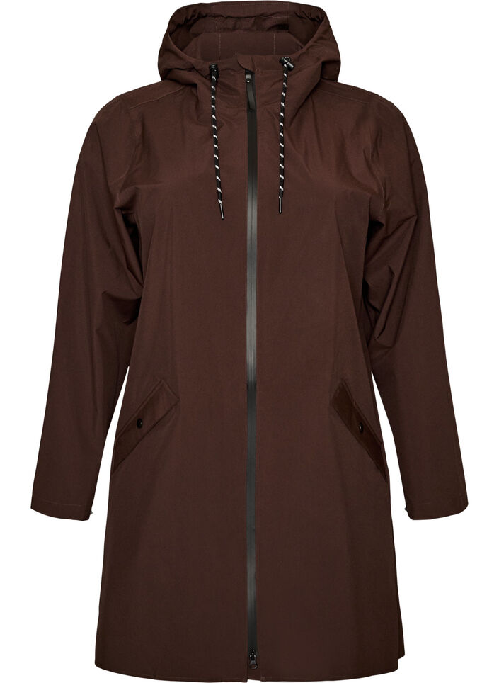 Raincoat with pockets and hood, Brown, Packshot image number 0