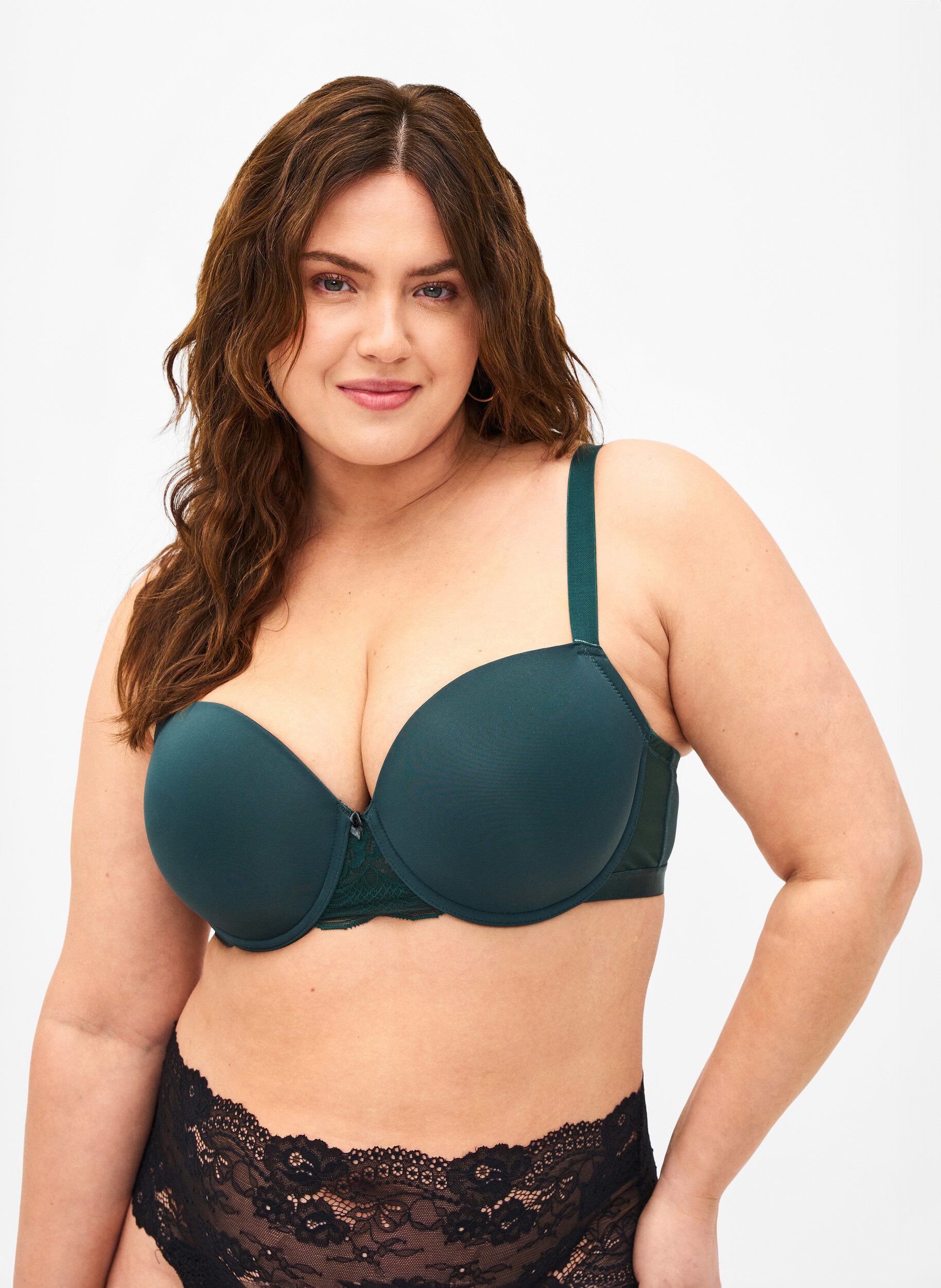 Zizzifashion Moulded bra with mesh, Green, Model image number 0