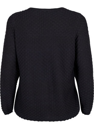 Patterned knitted top with v-neckline, Black, Packshot image number 1