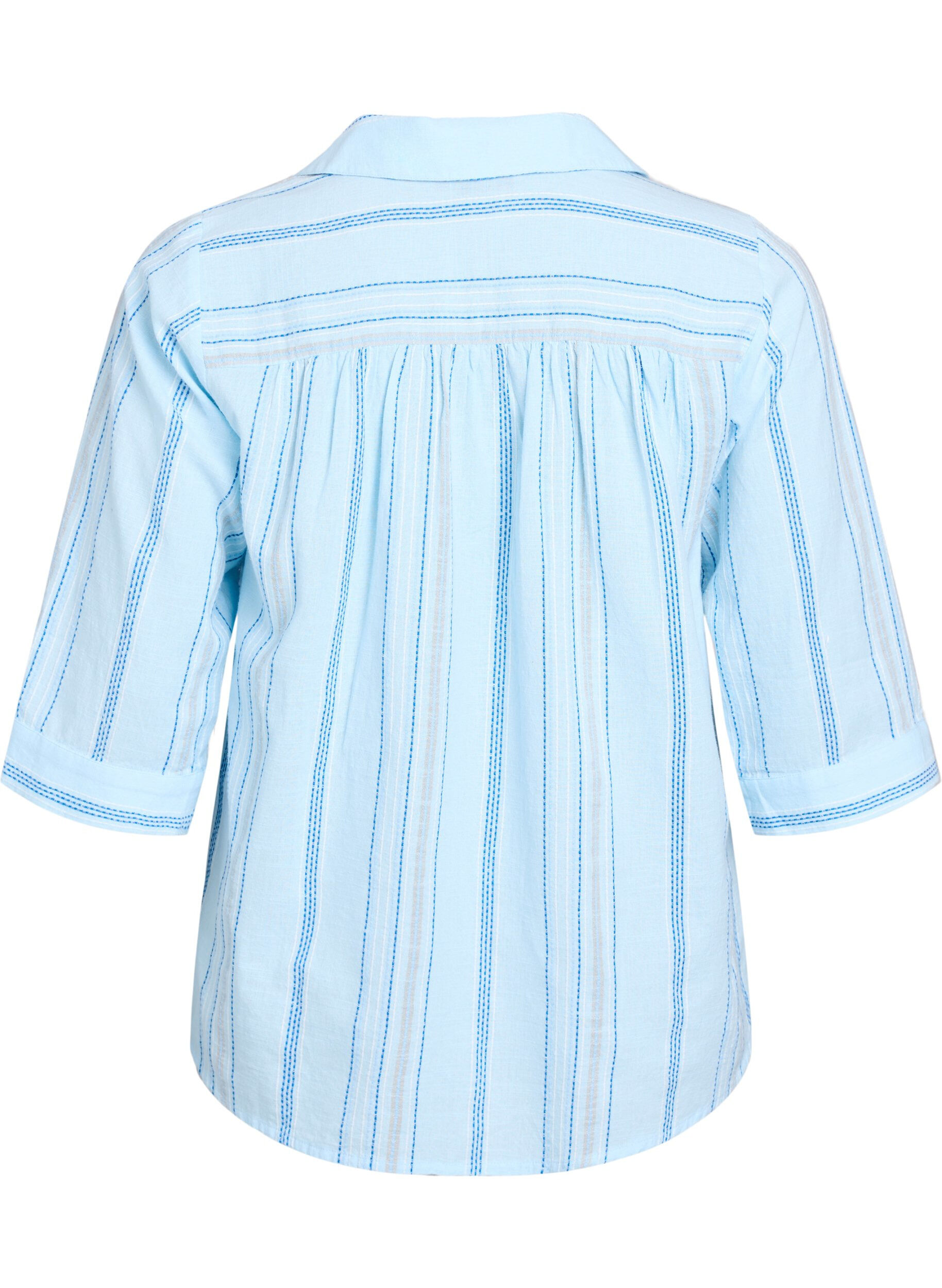 Zizzifashion Blouse with collar and 3/4 sleeves, Light Blue, Packshot image number 1