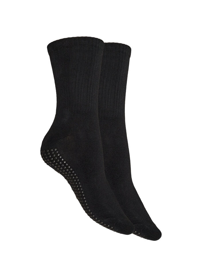 2-pack of reformer socks with non-slip grips, Black, Packshot image number 1