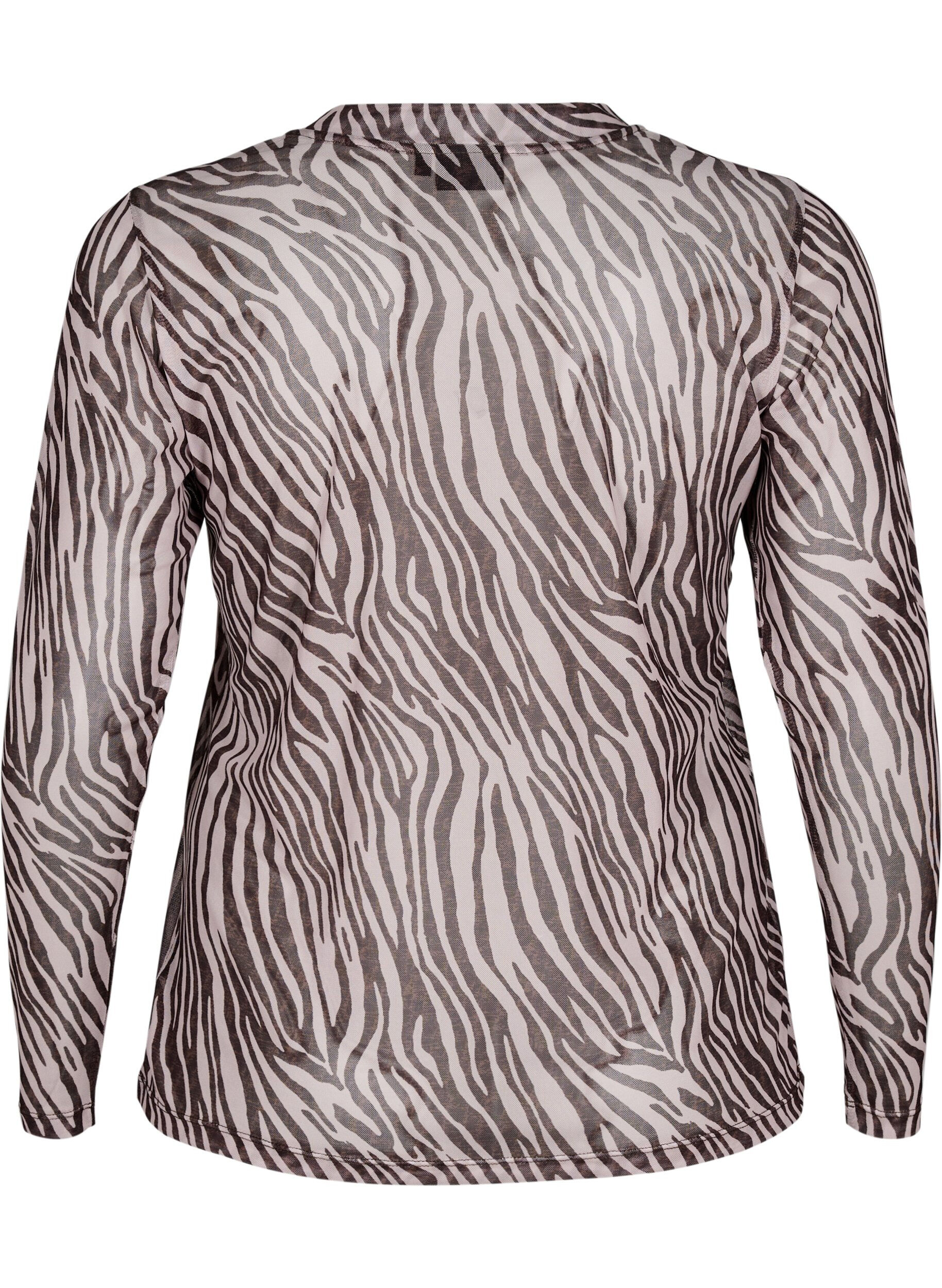 Zizzifashion Mesh top with zebra print, Black, Packshot image number 1