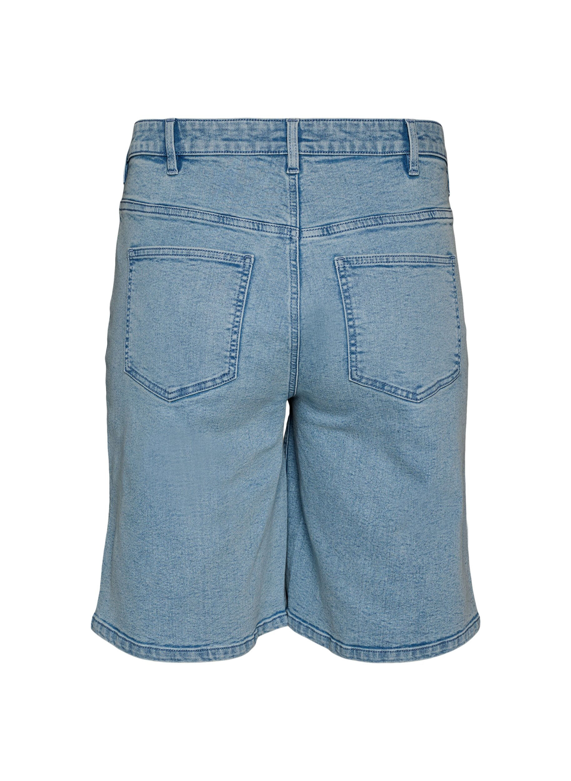 Zizzifashion Loose high-waisted denim shorts, Light Blue, Packshot image number 1